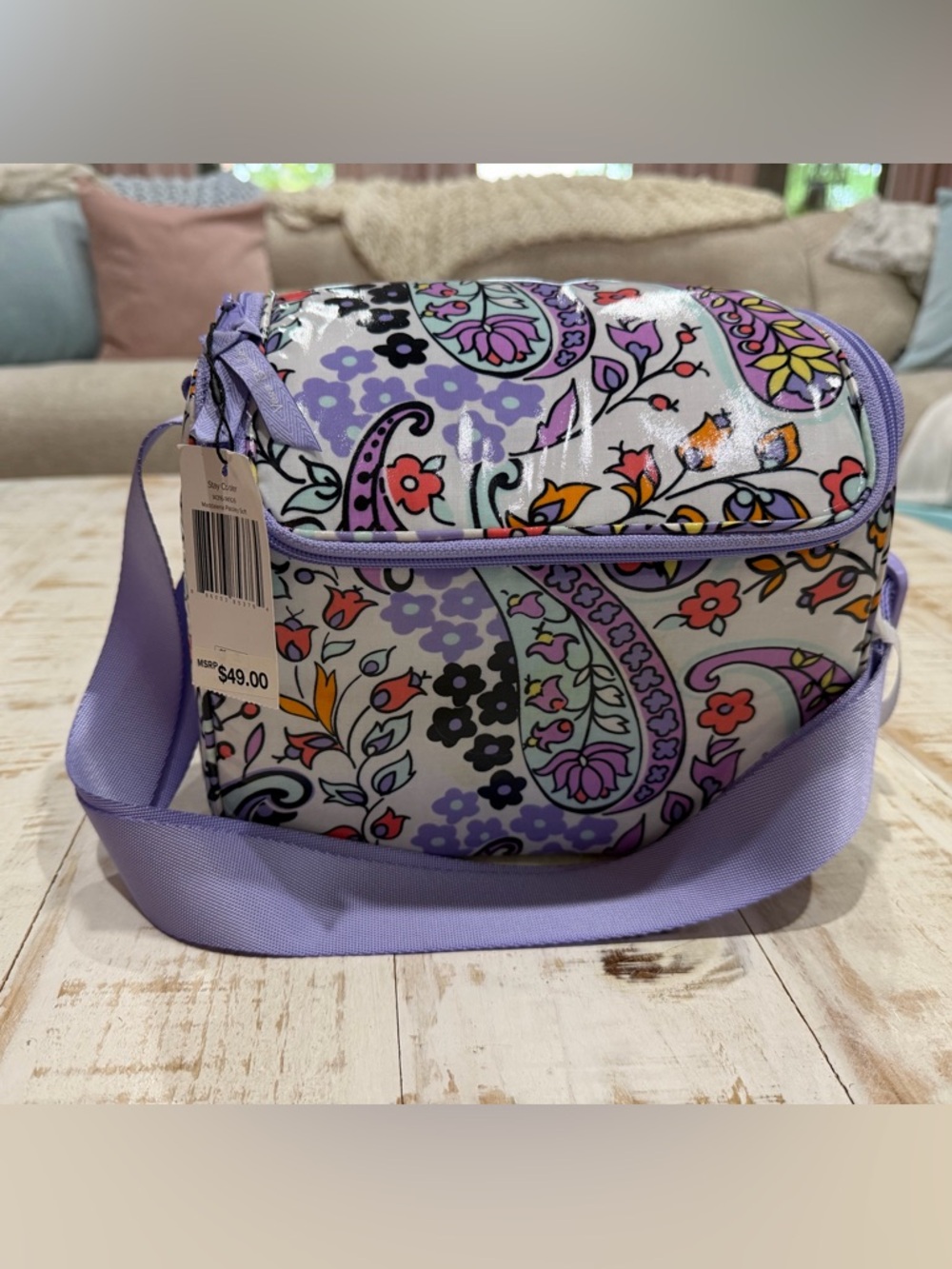 Vera Bradley Stay Cooler in Maddalena Paisley Soft Lavender Floral Lunch Bag